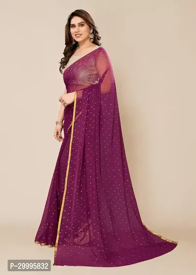 Stylish Chiffon Purple Printed Saree with Blouse piece-thumb2