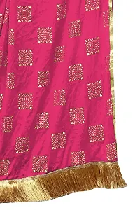 Aardiva Printed Lace Work Chiffon Dupatta (Pink)-thumb3