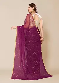 Stylish Chiffon Purple Printed Saree with Blouse piece-thumb2