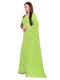 Aardiva Women's Chiffon Saree With Unstitched Blouse Piece (Light Green)-thumb1