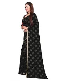 Aardiva Women Chiffon Saree With Unstitched Blouse Piece (Black)-thumb2