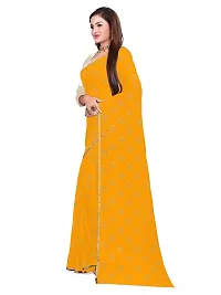 Aardiva Women's Chiffon Saree With Unstitched Blouse Piece (Yellow)-thumb2