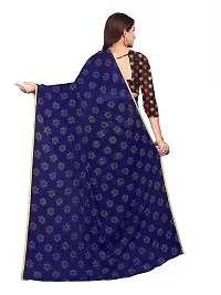 Aardiva Women Chiffon Saree With Unstitched Blouse Piece (Dark Blue)-thumb3