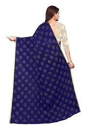 Aardiva Women's Chiffon Saree With Unstitched Blouse Piece (Dark Blue)-thumb3