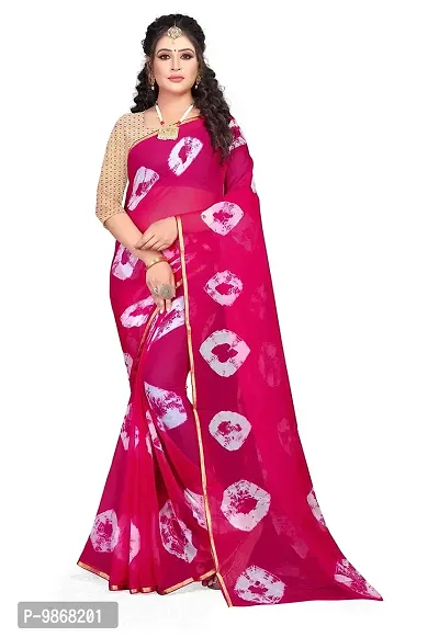 Aardiva Women's Woven Pure Chiffon Saree With Blouse Piece (BAND03NKK_Pink)-thumb0