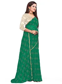 Aardiva Women's Chiffon Saree With Unstitched Blouse Piece (Dark Green)-thumb2