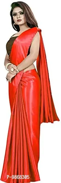 Aardiva Women's Plain Weave Satin Saree With Unstiched Blouse Piece-thumb2