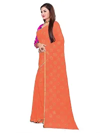 Aardiva Women Pure Chiffon Stylish Saree With Unstitched Blouse Piece (Peach)-thumb2