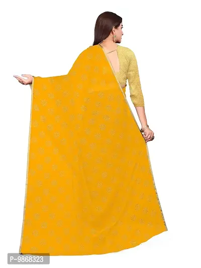 Aardiva Women's Chiffon Saree With Unstitched Blouse Piece (Yellow)-thumb4