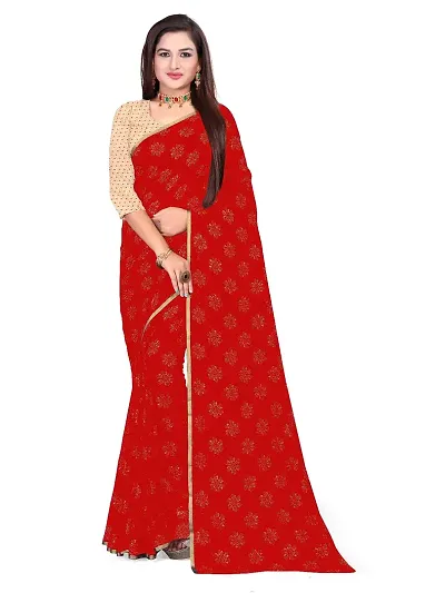 Aardiva Women's Chiffon Saree With Unstitched Blouse Piece