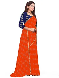 Aardiva Women's Chiffon Saree With Unstitched Blouse Piece (Orange)-thumb2