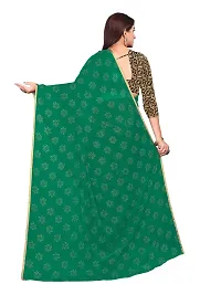 Aardiva Women's Chiffon Saree With Unstitched Blouse Piece (Dark Green)-thumb3