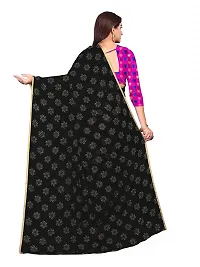 Aardiva Women Pure Elegent Chiffon Saree With Unstitched Blouse Piece (Black)-thumb3