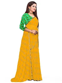 Aardiva Women Pure Chiffon Saree With Unstitch Blouse Piece (Yellow)-thumb1