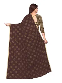 Aardiva Women's Chiffon Saree With Unstitched Blouse Piece (Brown)-thumb3