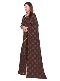 Aardiva Women Chiffon Saree With Unstitched Blouse Piece (Brown)-thumb1