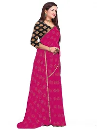 Aardiva Women's Chiffon Saree With Unstitched Blouse Piece (Dark Pink)-thumb2