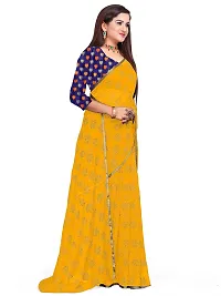 Aardiva Women Pure Chiffon Trendy Saree With Unstitched Blouse Piece (Yellow)-thumb1