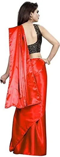 Aardiva Women's Plain Weave Satin Saree With Unstiched Blouse Piece-thumb2