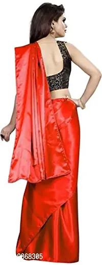 Aardiva Women's Plain Weave Satin Saree With Unstiched Blouse Piece-thumb3