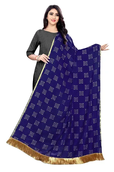 Aardiva Printed Lace Work Chiffon Dupatta