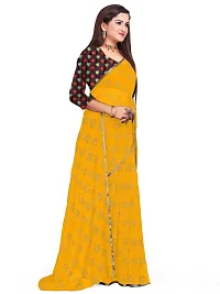 Aardiva Women Chiffon Saree With Unstitched Blouse Piece (Yellow)-thumb2