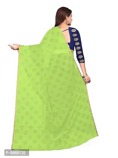 Aardiva Women's Chiffon Saree With Unstitched Blouse Piece (Light Green)-thumb4