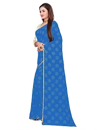 Aardiva Women's Chiffon Saree With Unstitched Blouse Piece (Light Blue)-thumb1