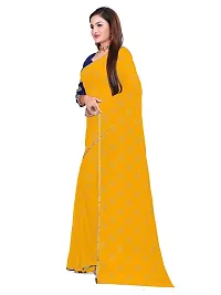 Aardiva Women's Chiffon Saree With Unstitched Blouse Piece (Yellow)-thumb1