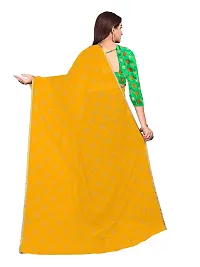 Aardiva Women Pure Chiffon Saree With Unstitch Blouse Piece (Yellow)-thumb3