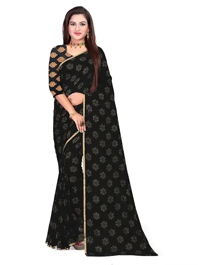 Aardiva Women's Chiffon Saree With Blouse Piece