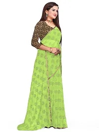 Aardiva Women's Chiffon Saree With Unstitched Blouse Piece (Light Green)-thumb2