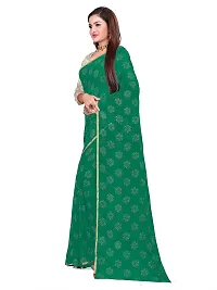 Aardiva Women's Chiffon Saree With Unstitched Blouse Piece (Dark Green)-thumb1