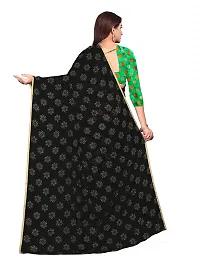 Aardiva Women Pure Chiffon Saree With Unstitch Blouse Piece (Black)-thumb3