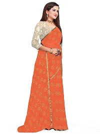 Aardiva Women's Chiffon Saree With Unstitched Blouse Piece (Peach)-thumb1