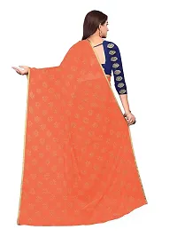 Aardiva Women's Chiffon Saree With Unstitched Blouse Piece (Peach)-thumb3