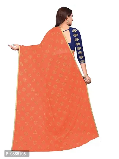 Aardiva Women's Chiffon Saree With Unstitched Blouse Piece (Peach)-thumb4