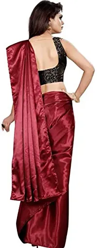 Aardiva Women's Plain Weave Satin Saree With Unstiched Blouse Piece-thumb2