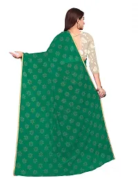 Aardiva Women's Chiffon Saree With Unstitched Blouse Piece (Dark Green)-thumb3