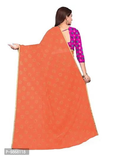 Aardiva Women Pure Chiffon Stylish Saree With Unstitched Blouse Piece (Peach)-thumb4