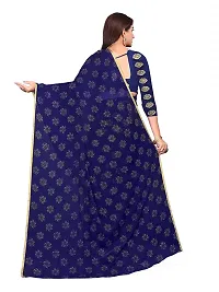 Aardiva Women's Chiffon Saree With Unstitched Blouse Piece (Dark Blue)-thumb3