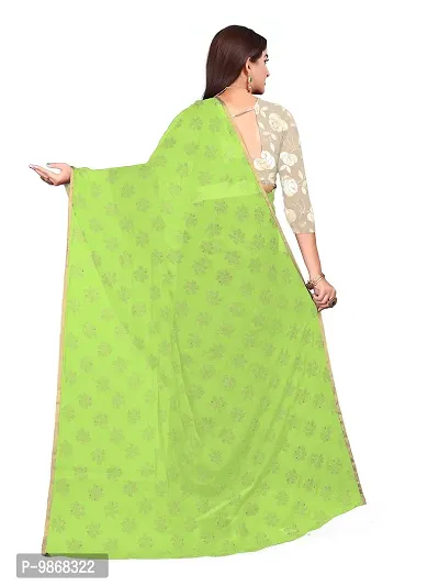 Aardiva Women's Chiffon Saree With Unstitched Blouse Piece (Light Green)-thumb4