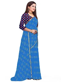 Aardiva Women Pure Chiffon Trendy Saree With Unstitched Blouse Piece (Light Blue)-thumb1