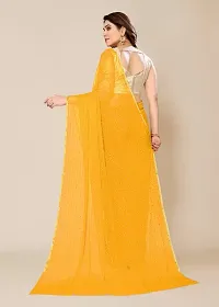 Stylish Chiffon Yellow Printed Saree with Blouse piece-thumb2