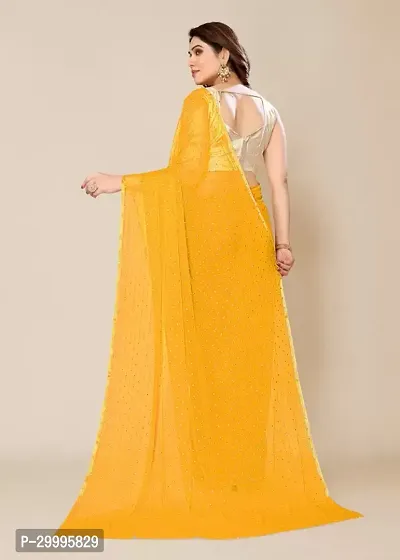 Stylish Chiffon Yellow Printed Saree with Blouse piece-thumb3