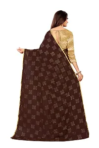 Aardiva Women Foil Print Work Chiffon Saree With Blouse Piece (Brown)-thumb3