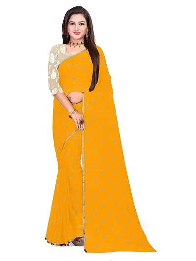 Aardiva Women's Chiffon Saree With Unstitched Blouse Piece