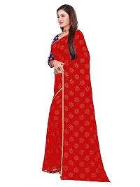 Aardiva Women Pure Chiffon Trendy Saree With Unstitched Blouse Piece (Red)-thumb1