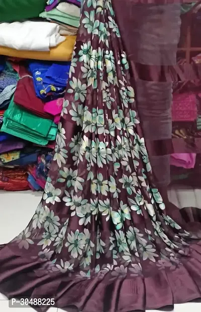 Stylish Chiffon Purple Printed Saree with Blouse piece