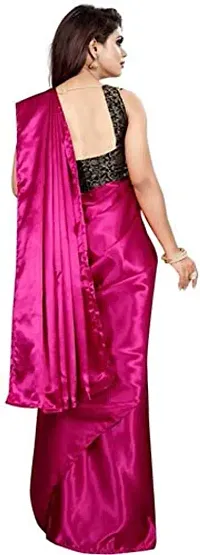 Aardiva Women's Plain Weave Satin Saree With Unstiched Blouse Piece-thumb2